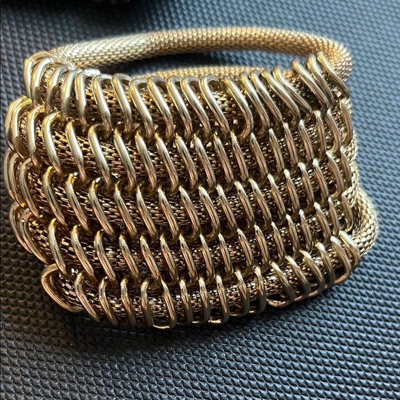 Gold Weave Chain Mail Statement Bracelet - Picture 4 of 5